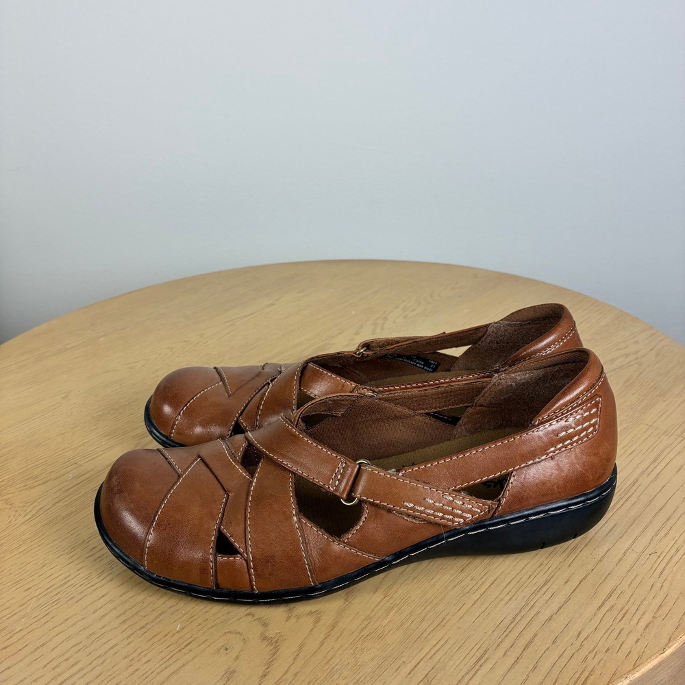 Clarks Woven Fisherman Flats Women's 7.5 Comfort Support Walking Office Boho - Picture 4 of 7